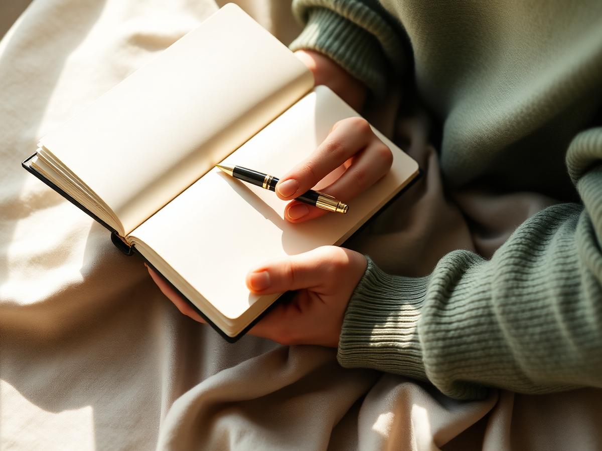Hands holding an open journal